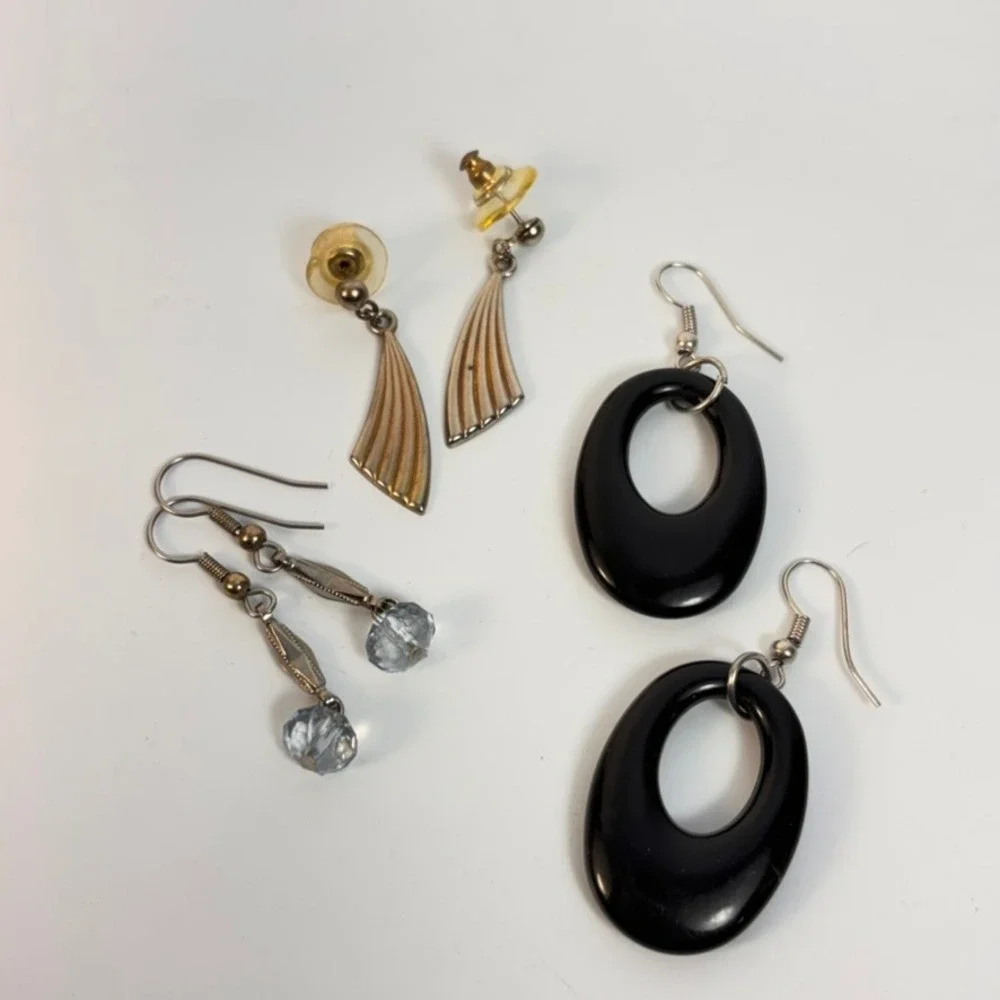 Vintage Earring Lot Black Gold Silver Boho Goth Piratecore 3 Pairs